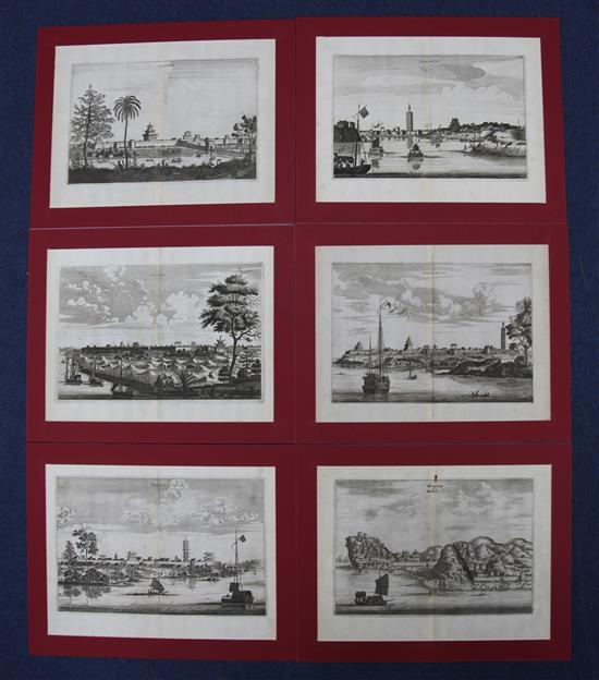 Twenty nine engraved views of Chinese cities and ports by Michiel Cnobbert, Antwerp, c.1666, plates 20 x 31.5cm